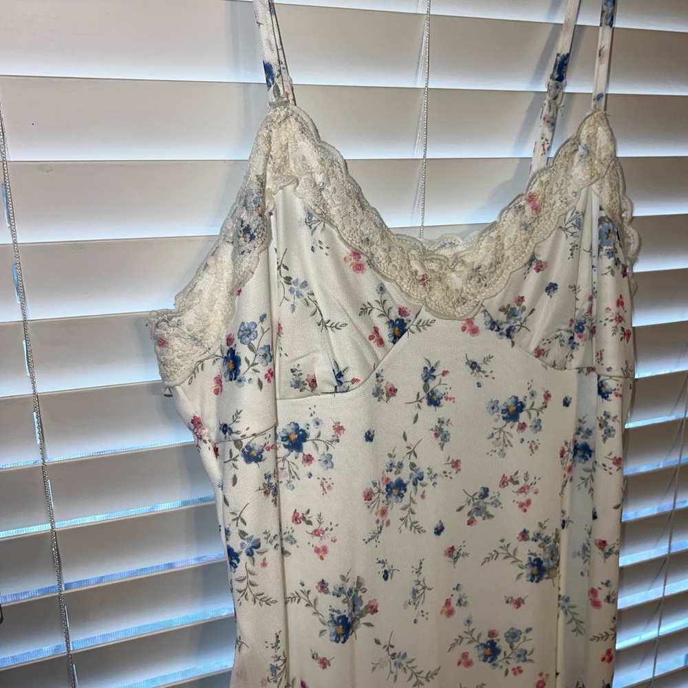 No Boundaries Floral Midi Dress - White and Blue